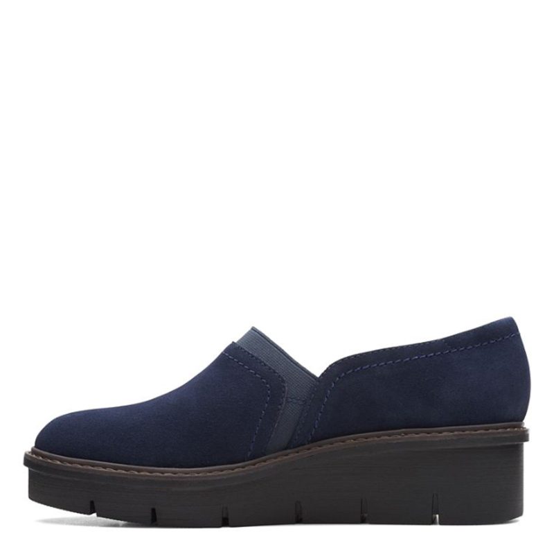 26167632 Womens Clarks Airabell Mid Slip On Navy Suede 4