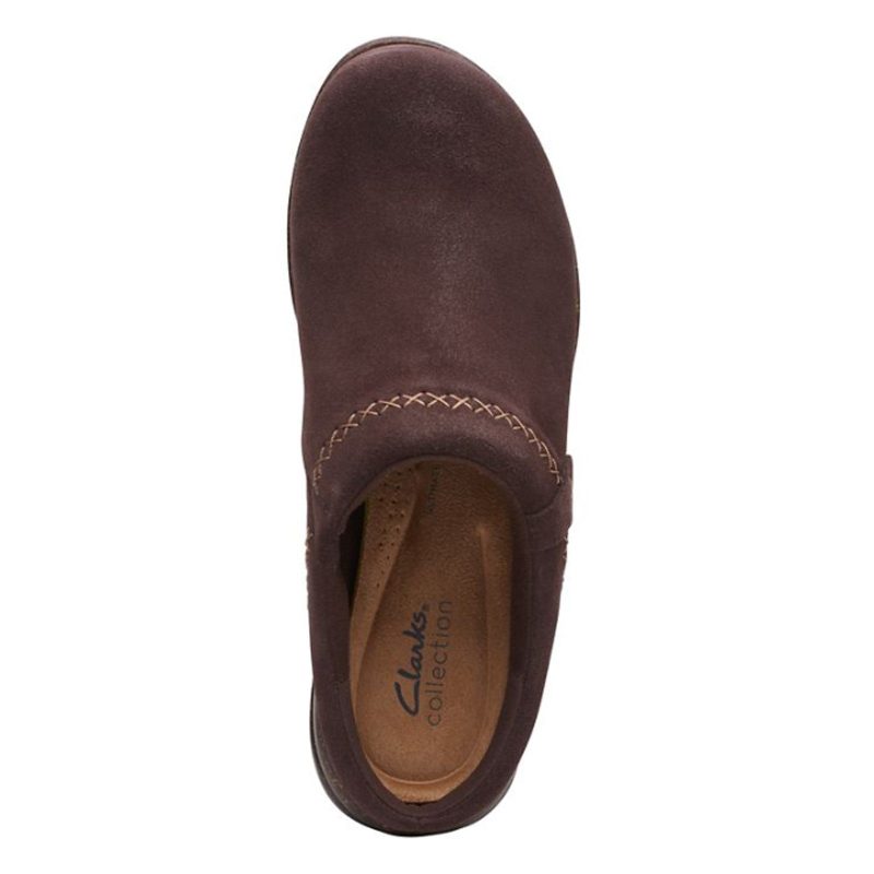 26167872 Womens Clarks Roseville Echo Clog Brown Suede 6