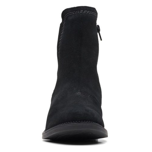 26168053 Womens Clarks Maye Zip Boot Black Suede 2