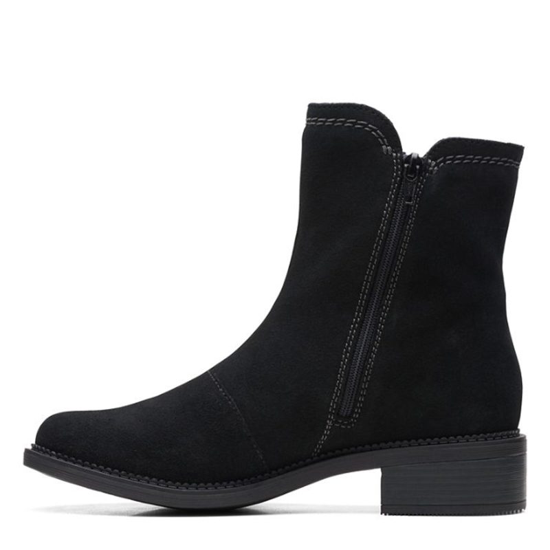 26168053 Womens Clarks Maye Zip Boot Black Suede 4