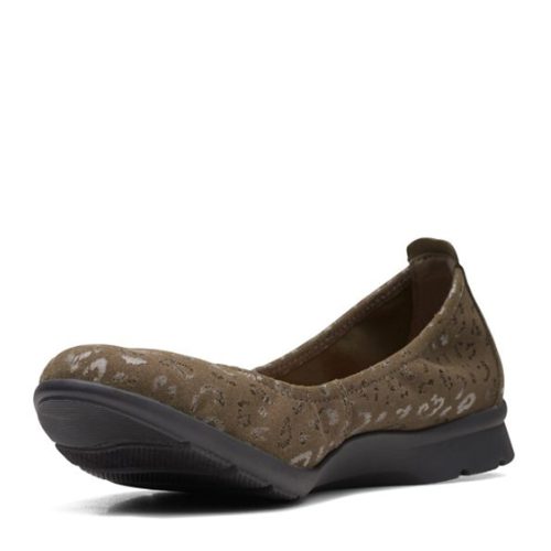 26168488 Womens Clarks Jenette Ease Flat Olive Fabric 3