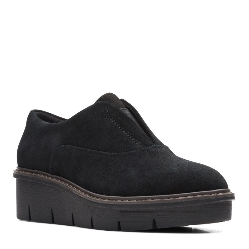 26168598 Womens Clarks Airabell Sky Slip On Black Suede