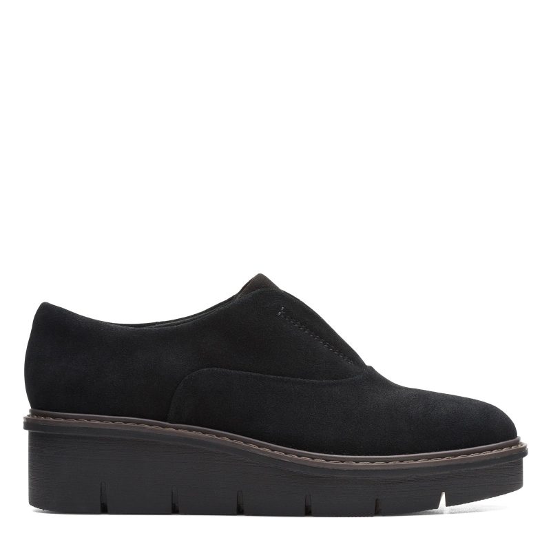 26168598 Womens Clarks Airabell Sky Slip On Black Suede 1