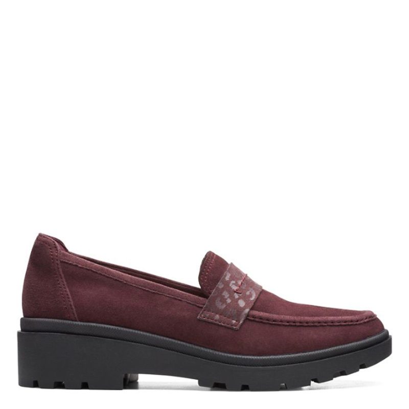 26169473 Womens Clarks Calla Ease Loafer Burgundy Suede 1