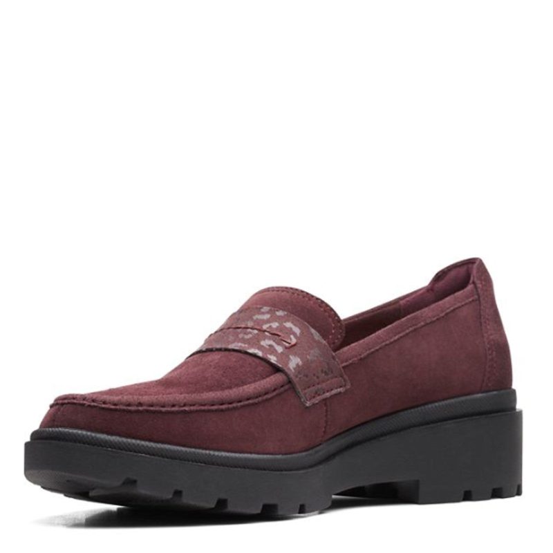 26169473 Womens Clarks Calla Ease Loafer Burgundy Suede 3