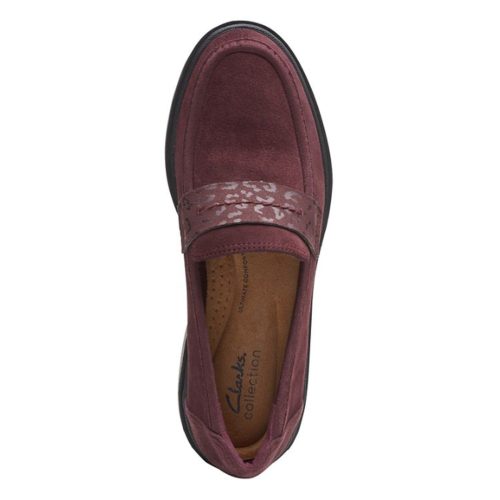 26169473 Womens Clarks Calla Ease Loafer Burgundy Suede 6