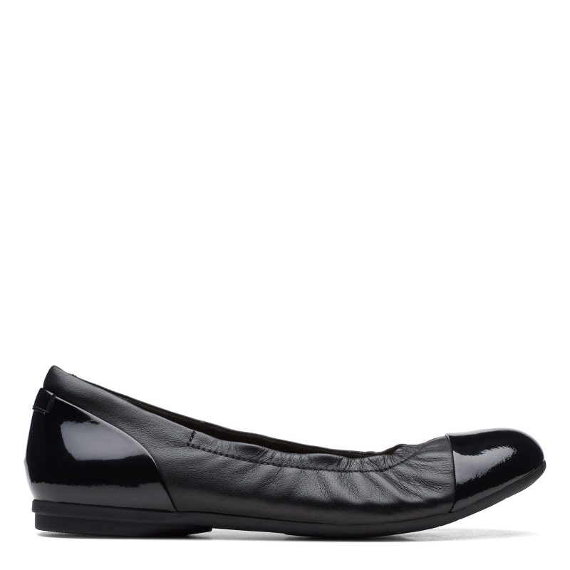 26170592 Womens Clarks Rena Jazz Flat Black 1