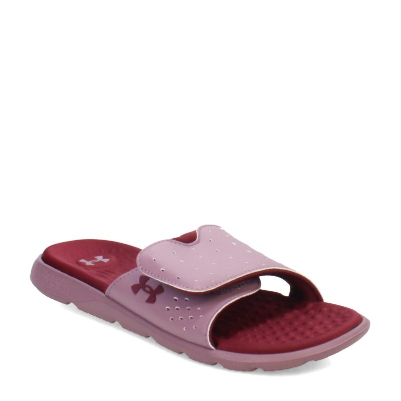 3026027 601 Womens Under Armour Ignite 7 Slide Sandal Misty Purple Deep Red