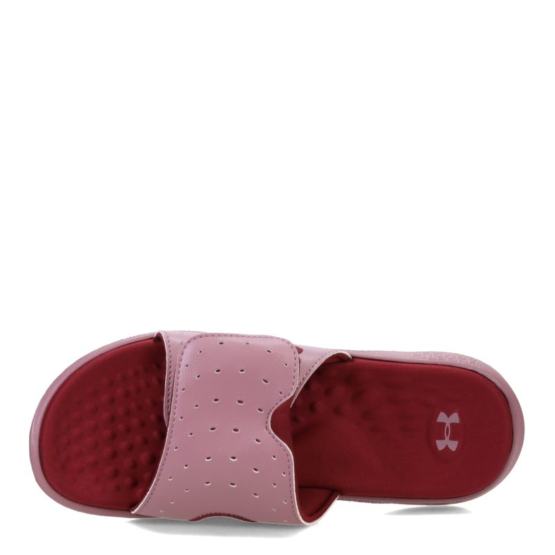 3026027 601 Womens Under Armour Ignite 7 Slide Sandal Misty Purple Deep Red 5