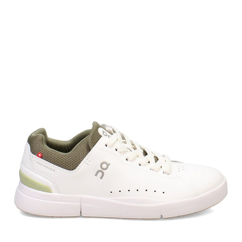 3MD10641528 Mens On Running The Roger Advantage Tennis Shoe White Olive 1