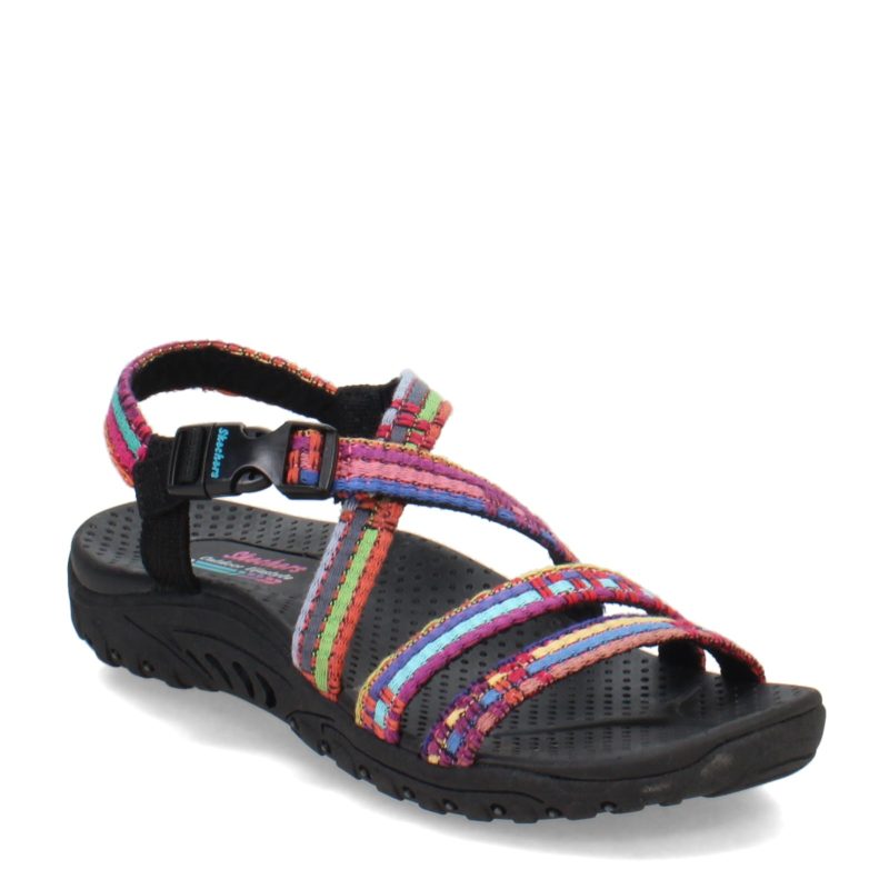 41113 BMLT Womens Skechers Reggae Sew Me Sandal Black Multi