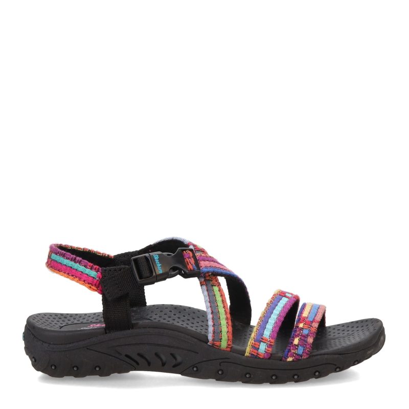 41113 BMLT Womens Skechers Reggae Sew Me Sandal Black Multi 1