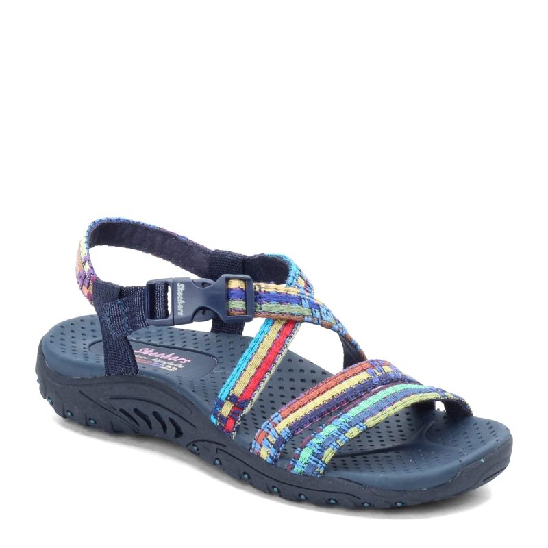 41113 Nvmt Womens Skechers Reggae Sew Me Sandal Navy