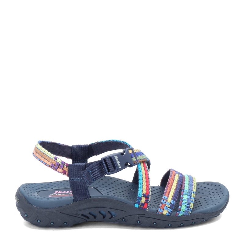 41113 Nvmt Womens Skechers Reggae Sew Me Sandal Navy 1