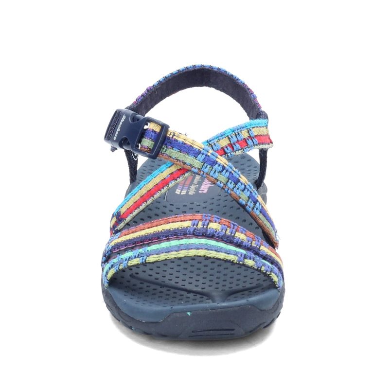 41113 Nvmt Womens Skechers Reggae Sew Me Sandal Navy 2