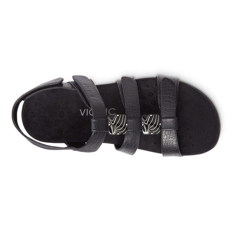 44 Amber Blkcroc Womens Vionic Amber Sandal Black Croco 5