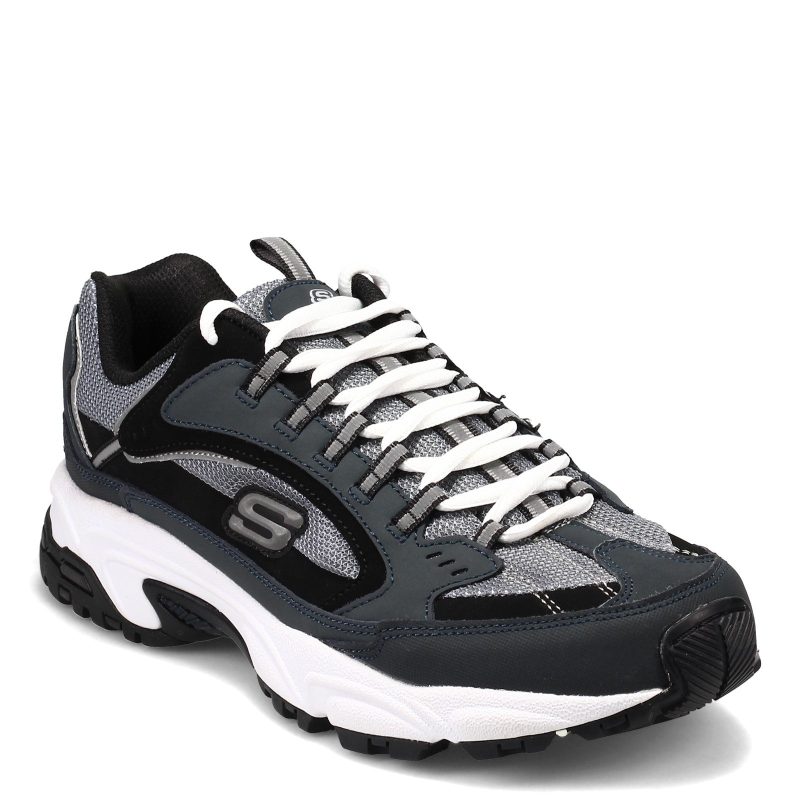 51286 Ew Nvbk Mens Skechers Stamina Cutback Sneaker Wide Width Navy Black