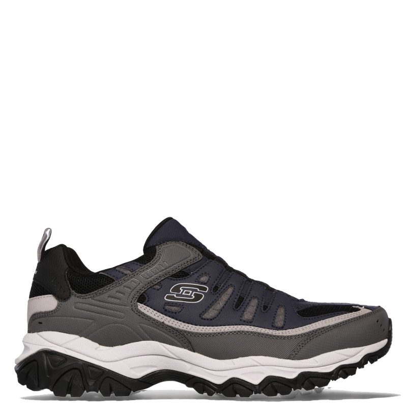 51866EWW NVGY Mens Skechers After Burn M Fit Sneaker Wide Width Navy Grey 1