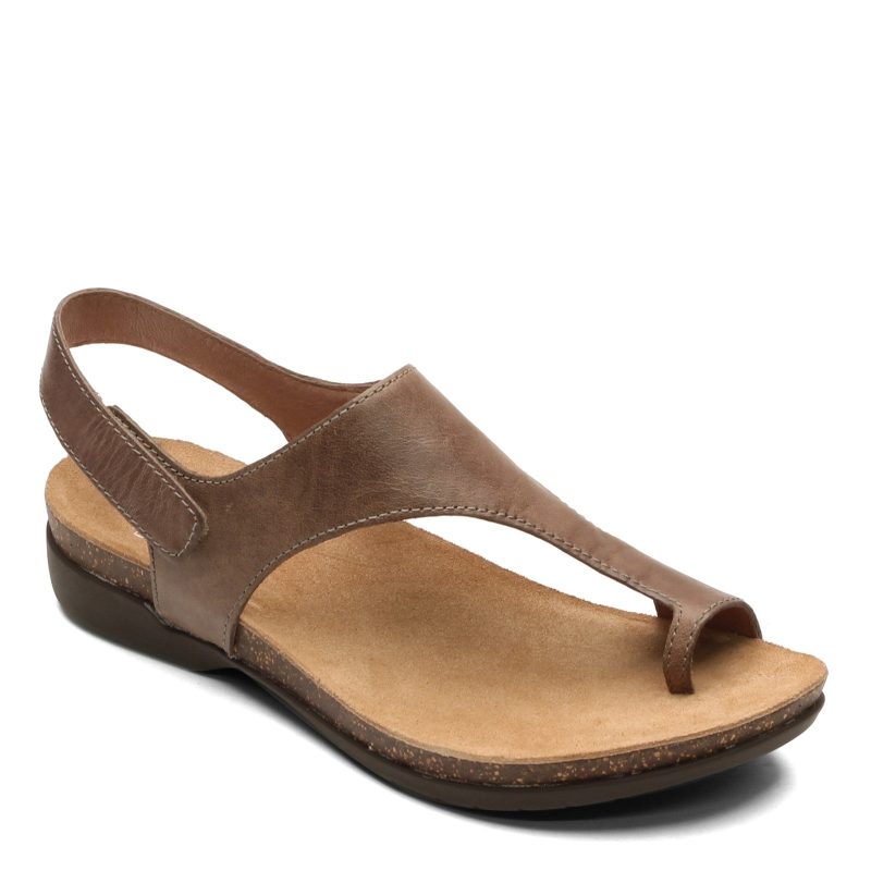 6024 795300 Womens Dansko Reece Thong Sandal Stone Waxy Burnished