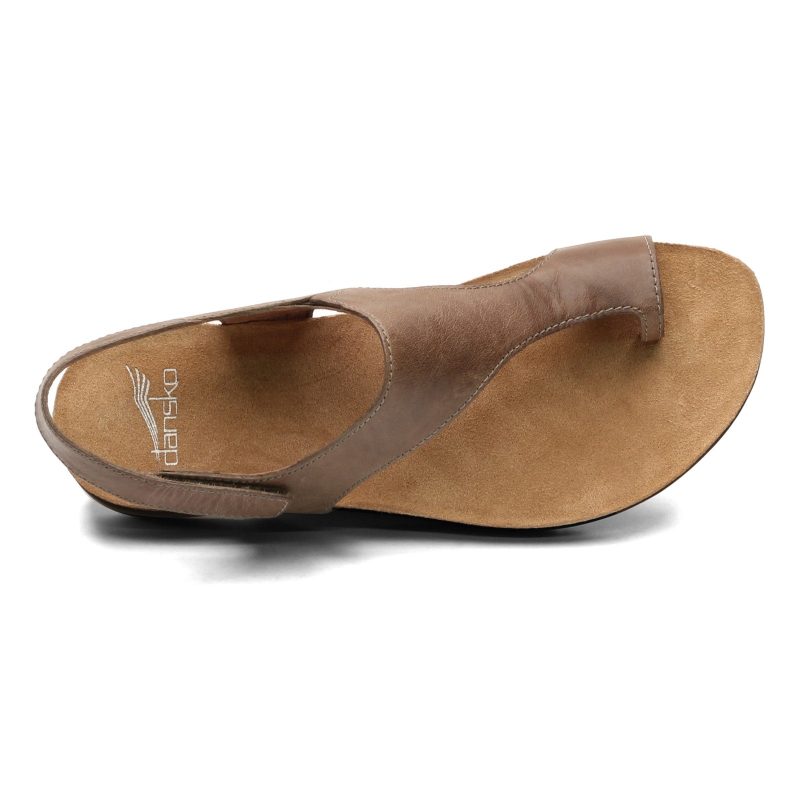 6024 795300 Womens Dansko Reece Thong Sandal Stone 5