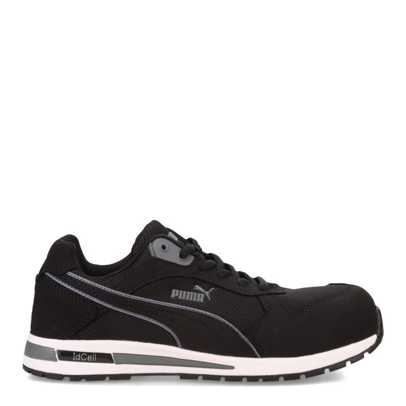 643185 Mens Puma Safety Frontside Low Work Shoe Black Grey 1