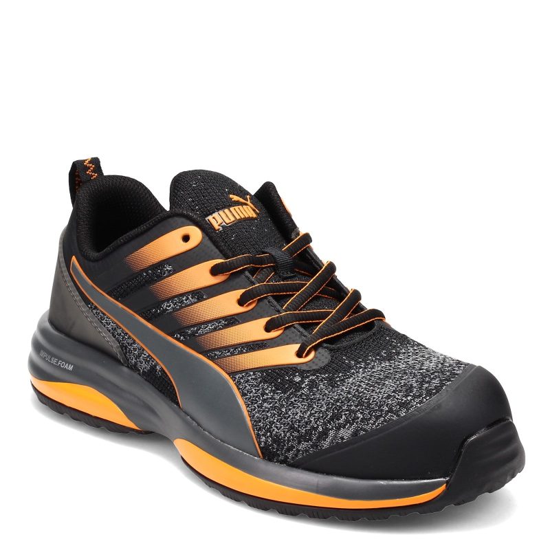 644555 Mens Puma Charge Low Work Shoe Black Orange