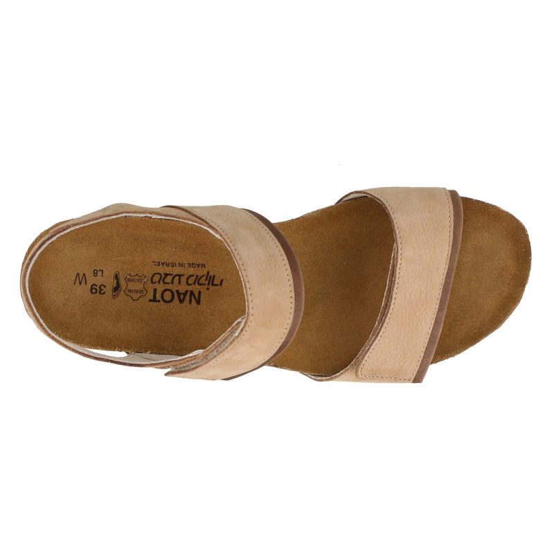 7308 Sfk Womens Naot Aisha Sandal Wide Width Beige Nubuck 6