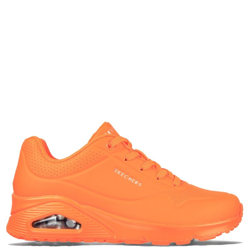 73667 NORG Womens Skechers Street Uno Neon Nights Sneaker Orange 1