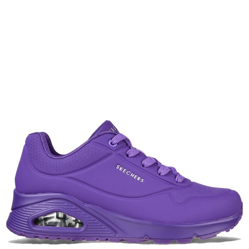 73667 PUR Womens Skechers Street Uno Neon Nights Sneaker Purple 1