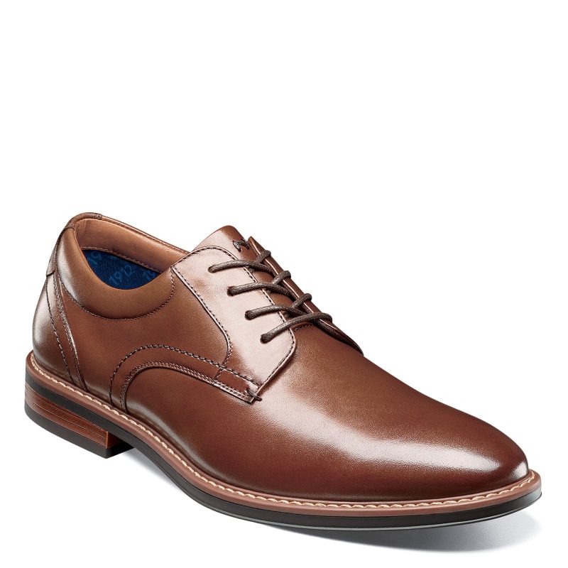 84982 221 Mens Nunn Bush Centro Flex Plain Toe Oxford Cognac