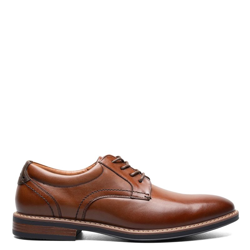 84982 221 Mens Nunn Bush Centro Flex Plain Toe Oxford Cognac 1