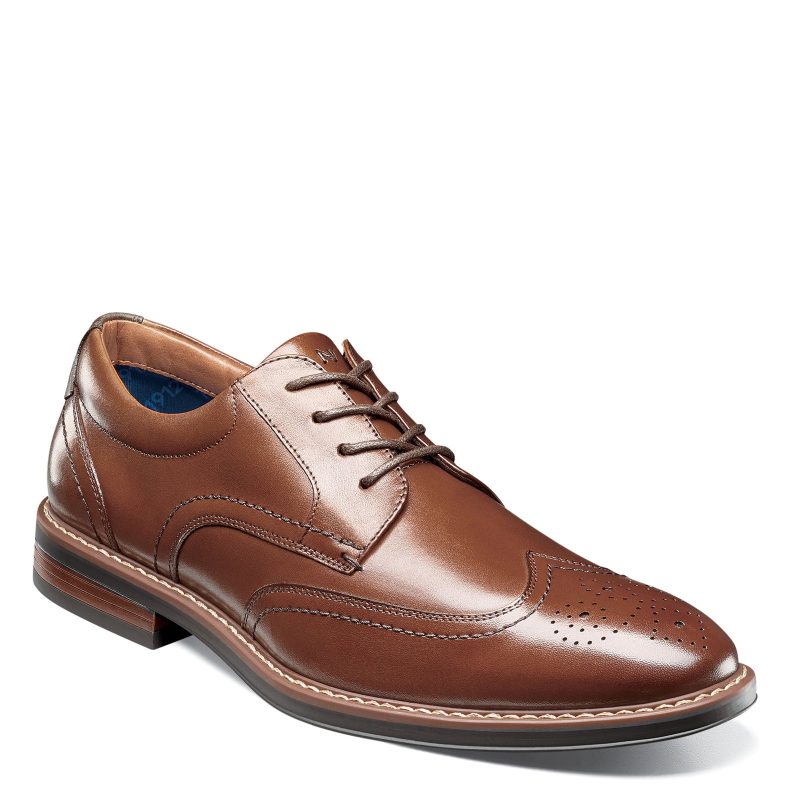 84983 221 Mens Nunn Bush Centro Flex Wingtip Oxford Cognac