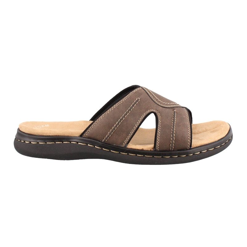 90 21398 Mens Dockers Sunland Slide Sandal Dark Brown 1