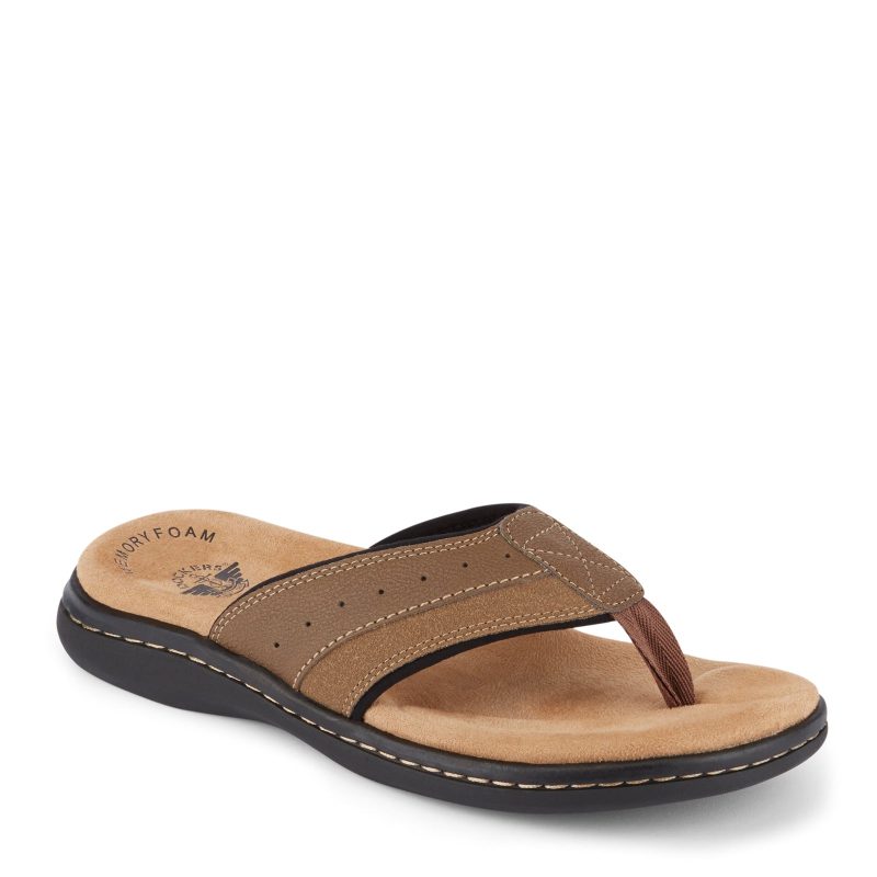 90 21462 Mens Dockers Laguna Thong Sandal Dark Tan