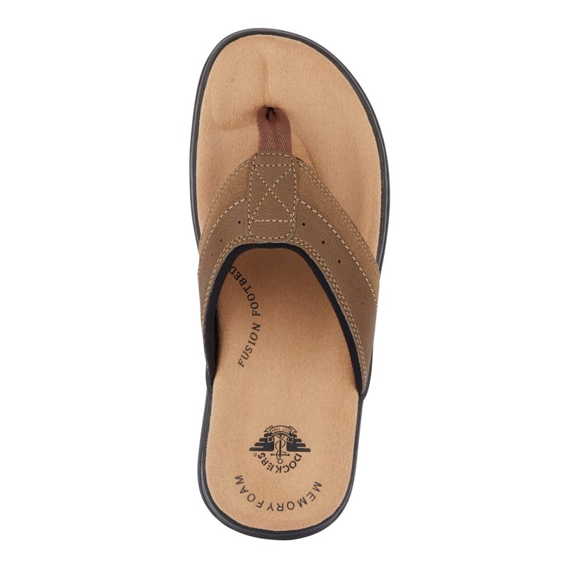 90 21462 Mens Dockers Laguna Thong Sandal Dark Tan 4