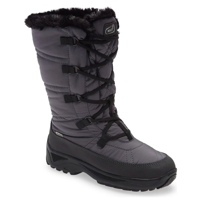 98017 A32 Womens Naot Vail Snow Boot Grey Black