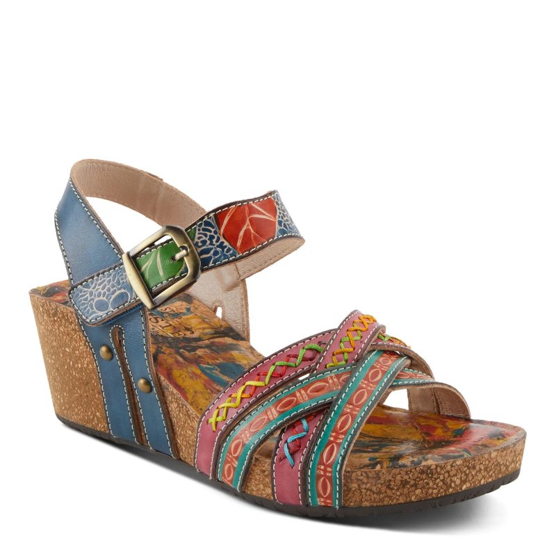 BOSQUET NM Womens L Artiste By Spring Step Bosquet Wedge Sandal Navy Multi