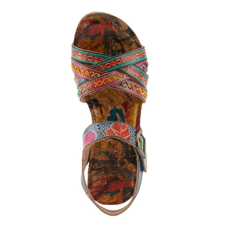 BOSQUET NM Womens L Artiste By Spring Step Bosquet Wedge Sandal Navy Multi 5