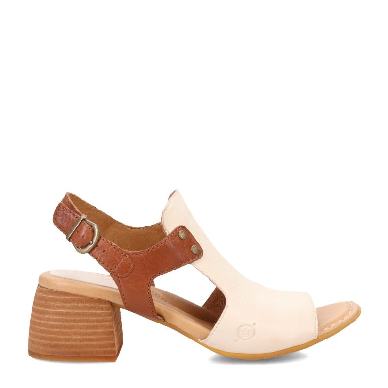 BR0045590 Womens Born Sylvie Sandal White Brown 1