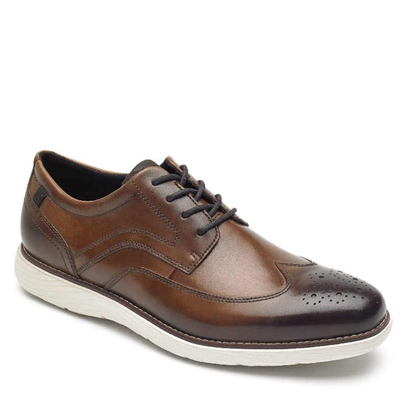 CH4305 Mens Rockport Garett Wingtip Oxford Cognac