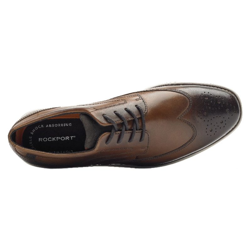 CH4305 Mens Rockport Garett Wingtip Oxford Cognac 3