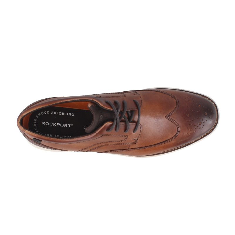 CH4305 Mens Rockport Garett Wingtip Oxford Cognac 5