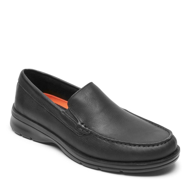 CI5935 Mens Rockport Palmer Ventian Loafer Black Tumbled