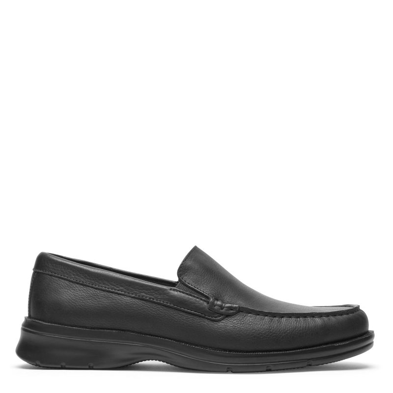 CI5935 Mens Rockport Palmer Ventian Loafer Black Tumbled 1