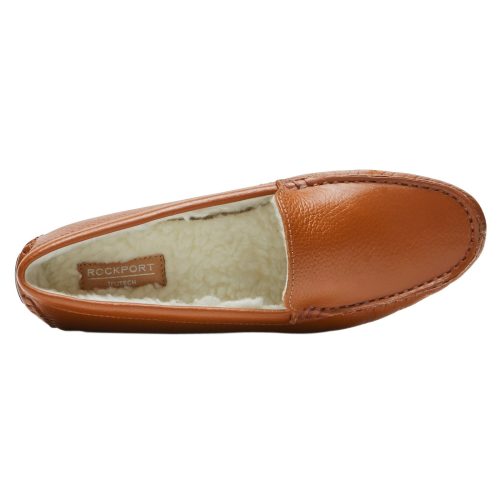 CI7973 Womens Rockport Bayview Lined Moc Slipper Tan 3