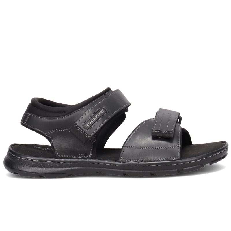 Ci5689 Mens Rockport Darwyn Quarter Strap Sandal Black 1