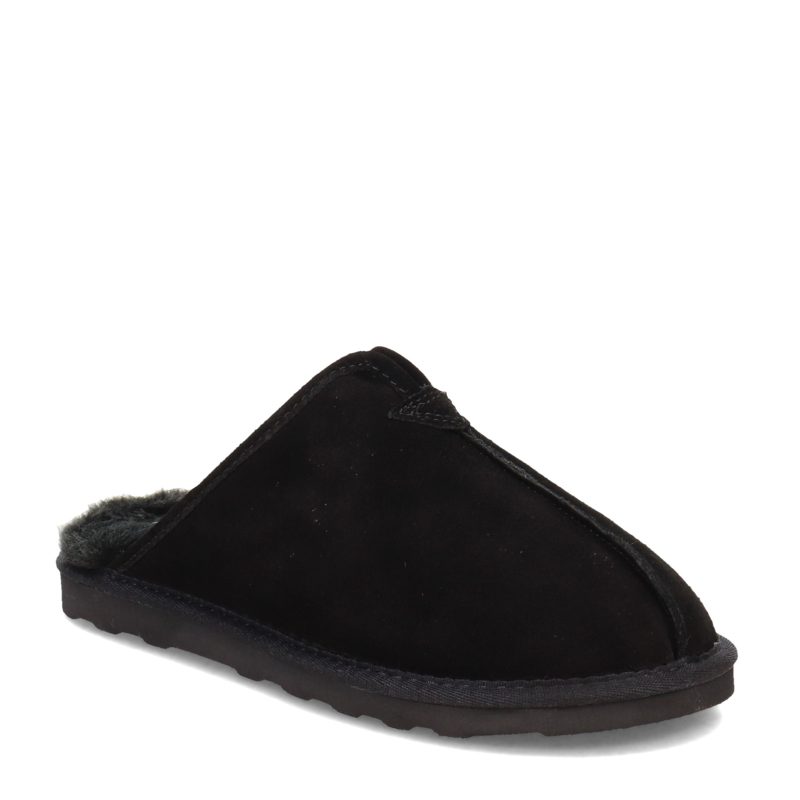 DMI22996 201 Mens Clarks Plush Fur Scuff Slipper Black