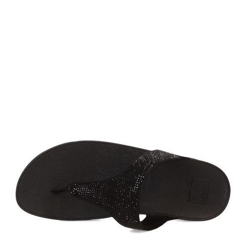 EJ8 090 Womens Fitflop Lulu Crystal Toe Post Sandals Black 5