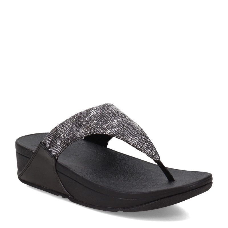 ET9 090 Womens Fit Flop Lulu Thong Sandal Black Glitz