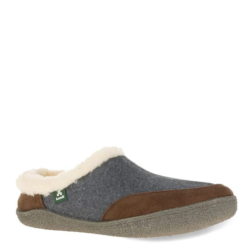 HK0151 DBR Mens Kamik Cabin Slipper Brown Grey